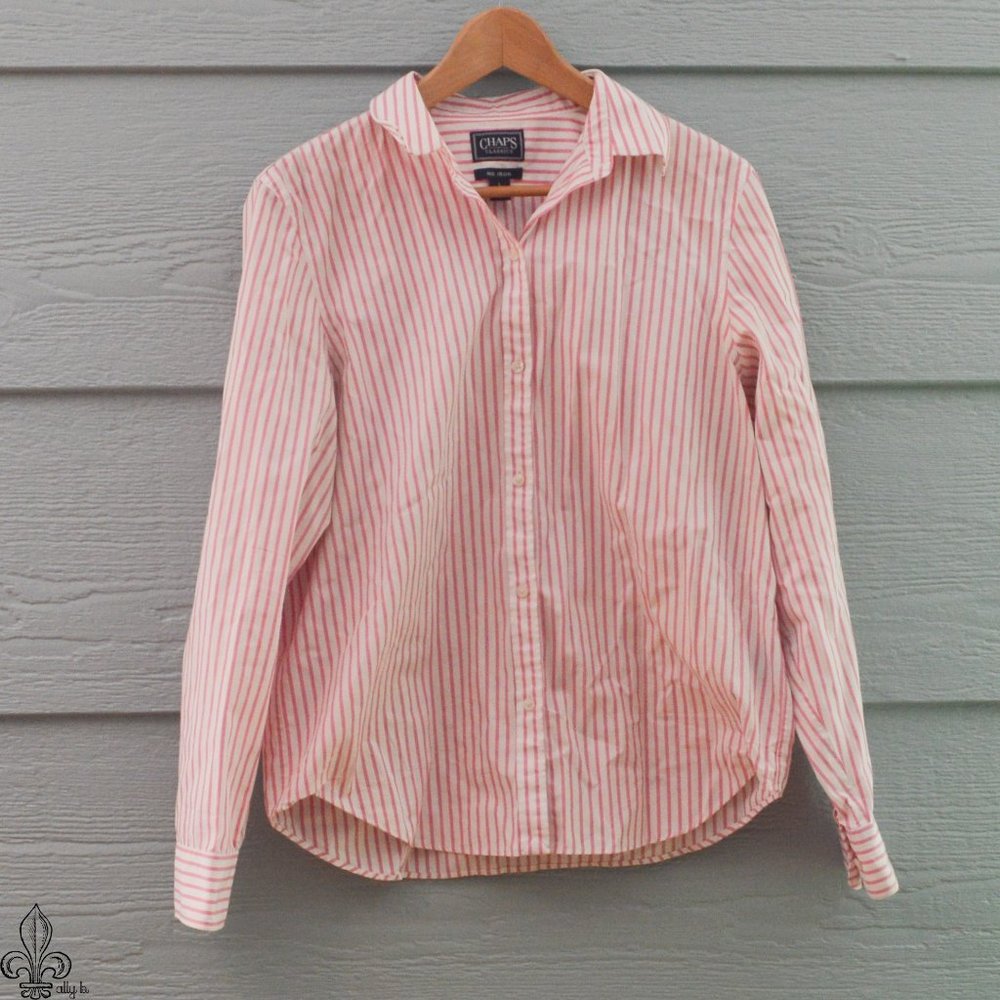 Chaps Pink Stripe Button Down - image 1